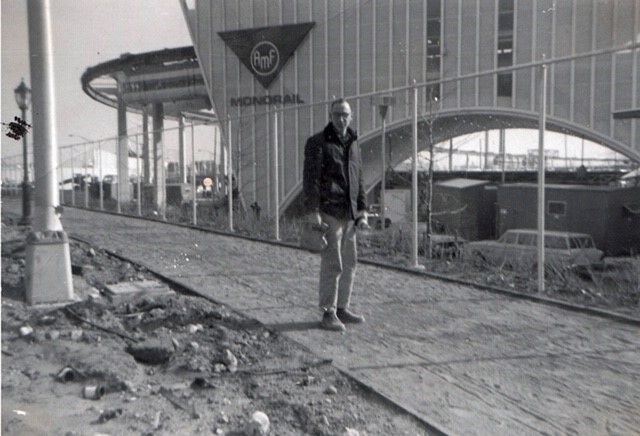 Doreen's Dad at the monorail preparing for the 1964 World's Fair.